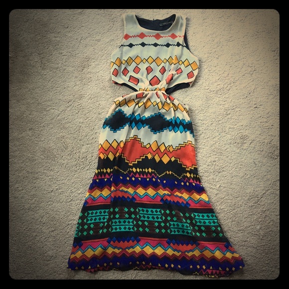 Zara Cutout Tribal Print Dress - Picture 1 of 3